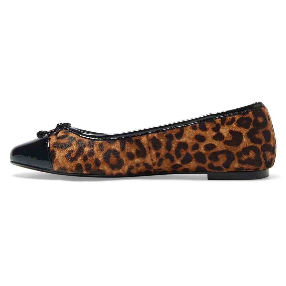 Fifi Ballet Flat in Black Patent/animal Leather