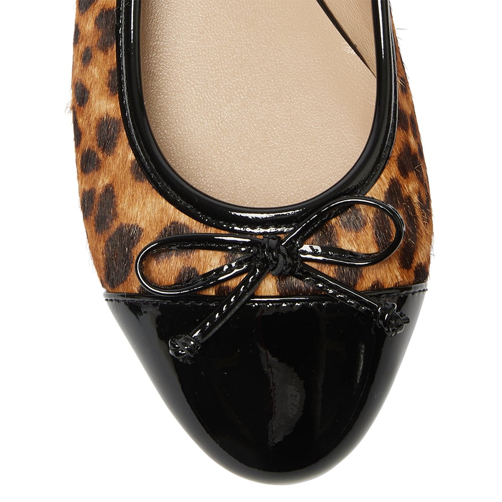 Fifi Ballet Flat in Black Patent/animal Leather