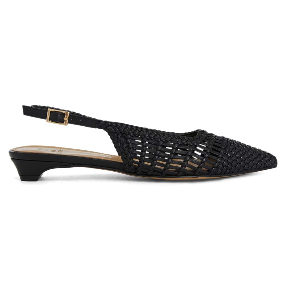 Finley Ballet Flat in Black Weave Leather