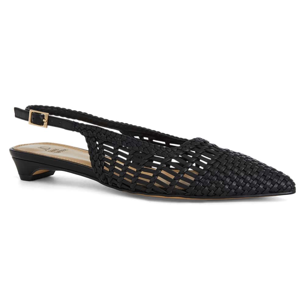 Finley Ballet Flat in Black Weave Leather