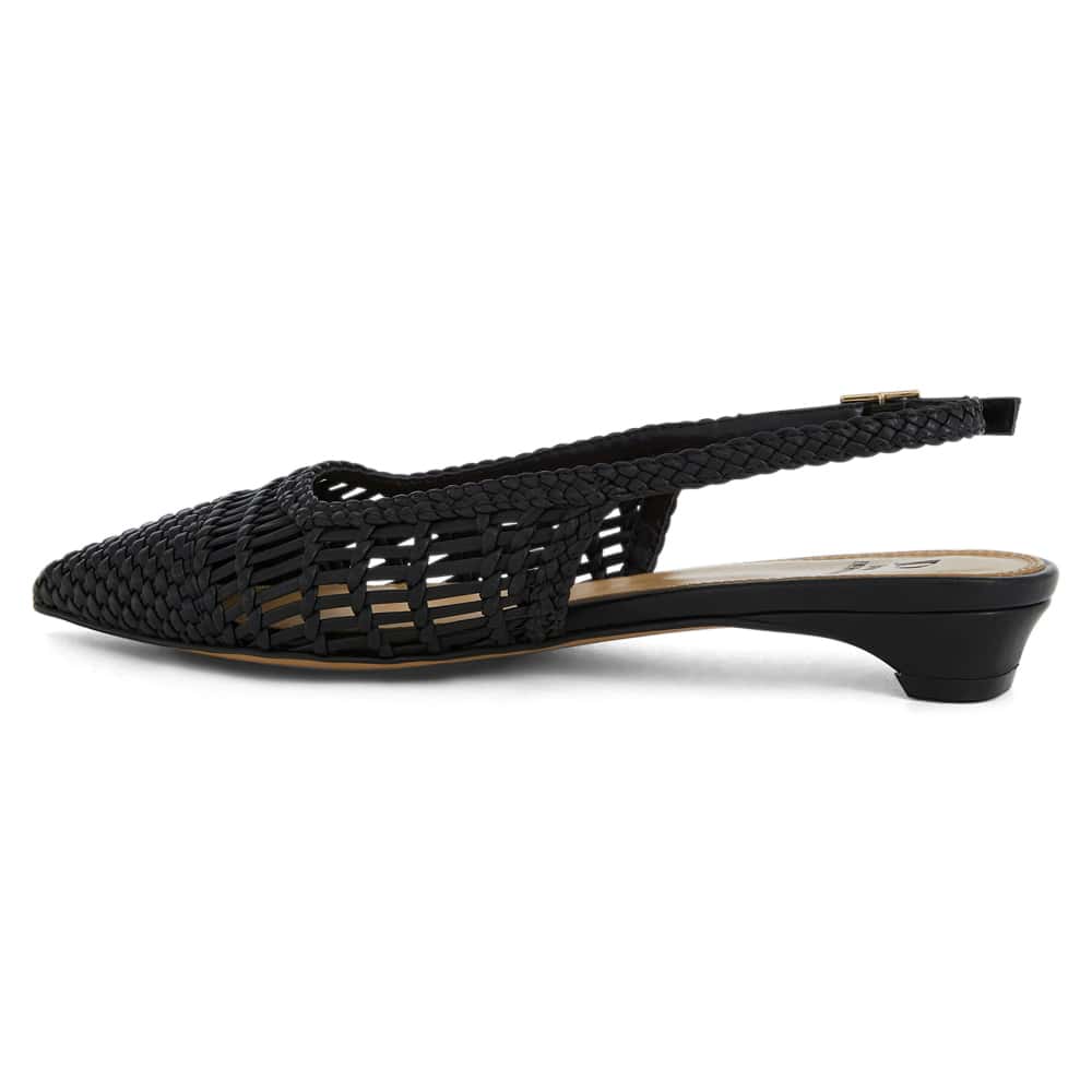 Finley Ballet Flat in Black Weave Leather