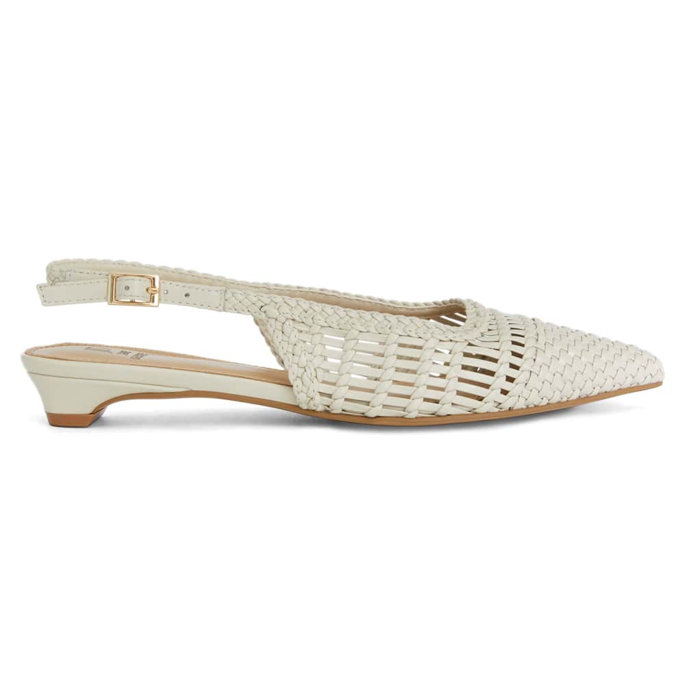 Finley Ballet Flat in Bone Weave Leather