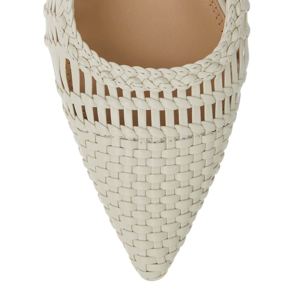 Finley Ballet Flat in Bone Weave Leather