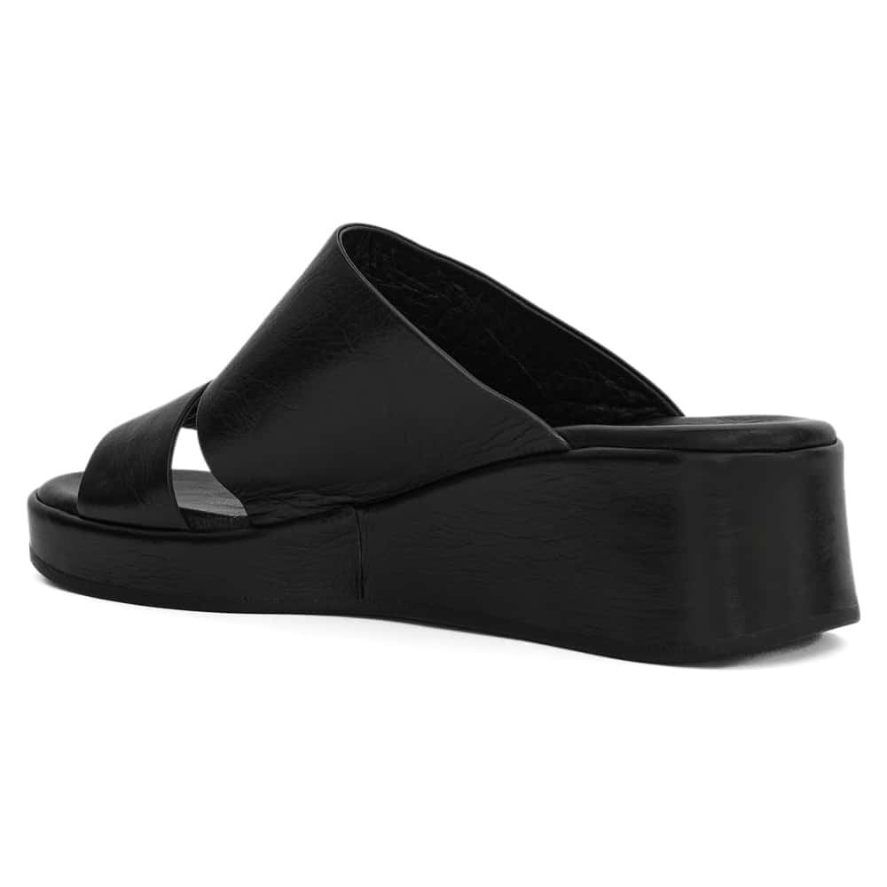 Fiora Wedge in Black Leather