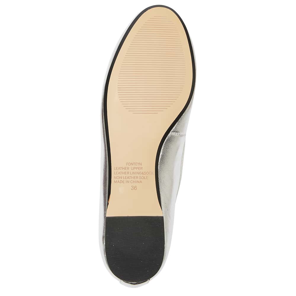 Fonteyn Ballet Flat in Silver Metallic Leather