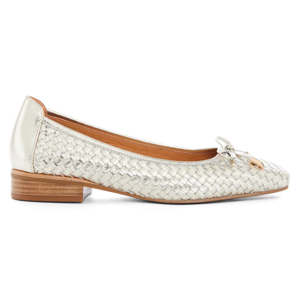 Frances Flat in Gold Weave Leather