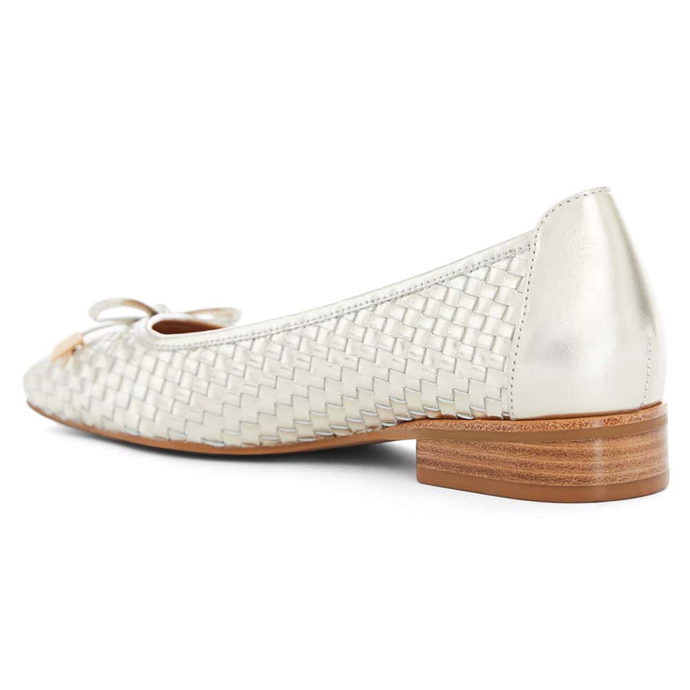 Frances Flat in Gold Weave Leather