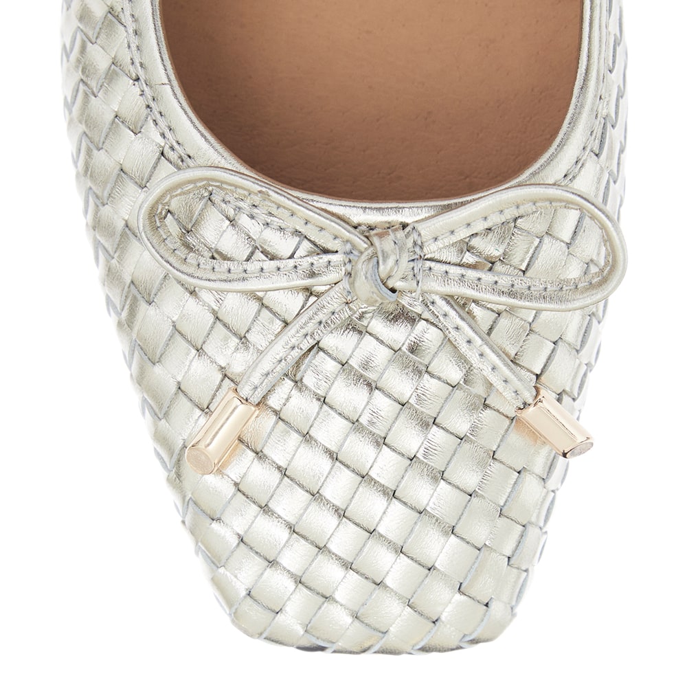 Frances Flat in Gold Weave Leather
