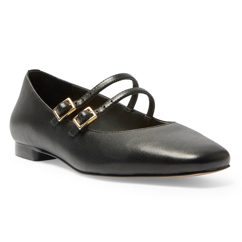 Freda Ballet Flat in Black Leather