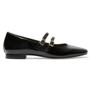 Jane Debster Freda Flat in Black Patent
