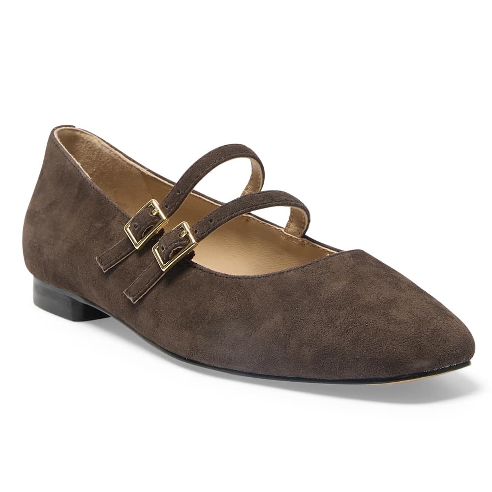 Freda Ballet Flat in Chocolate  Leather