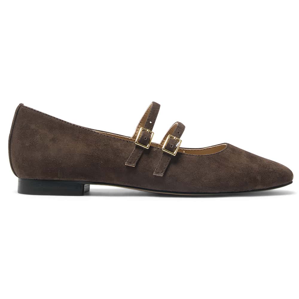 Freda Ballet Flat in Chocolate  Leather