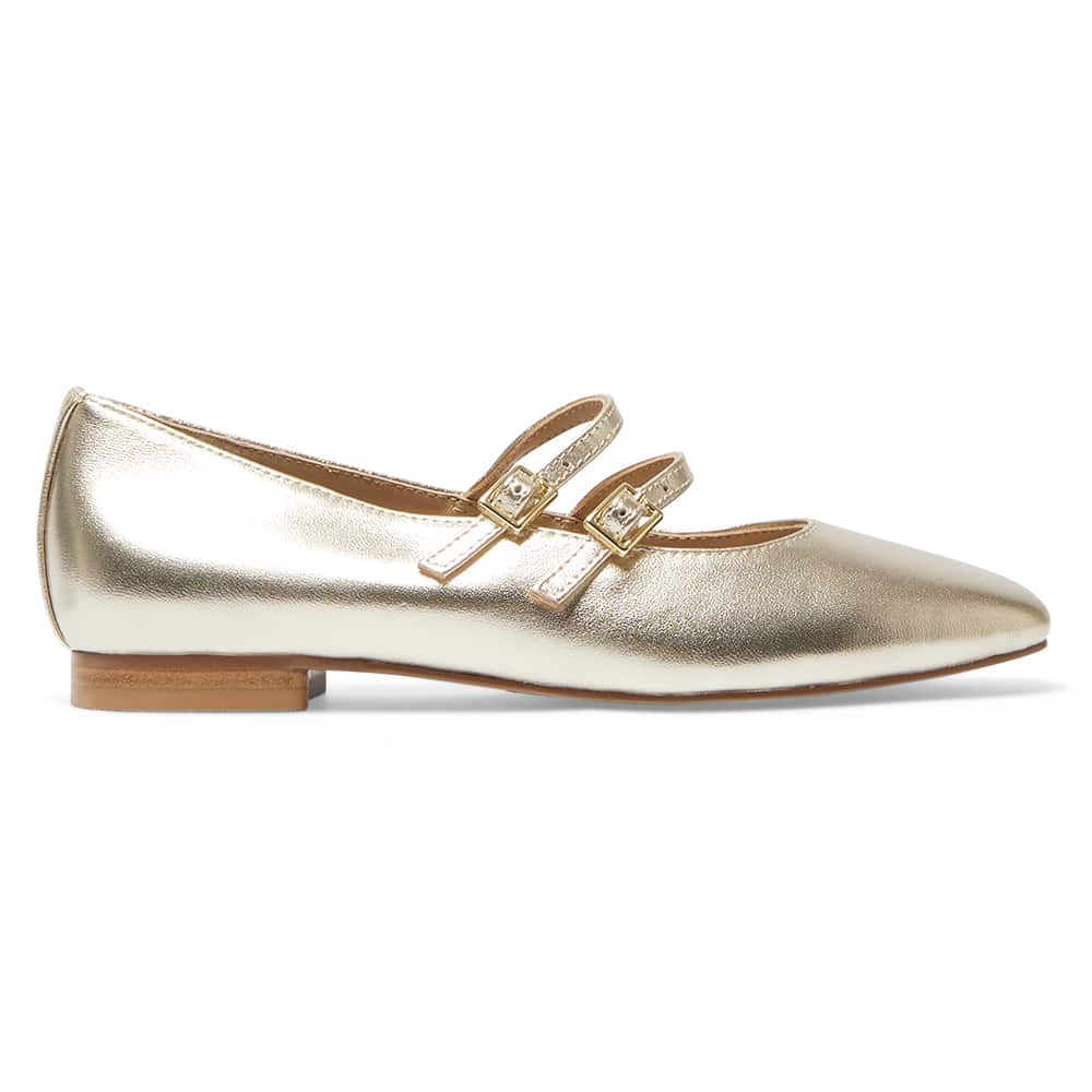Freda Ballet Flat in Gold Metallic Leather