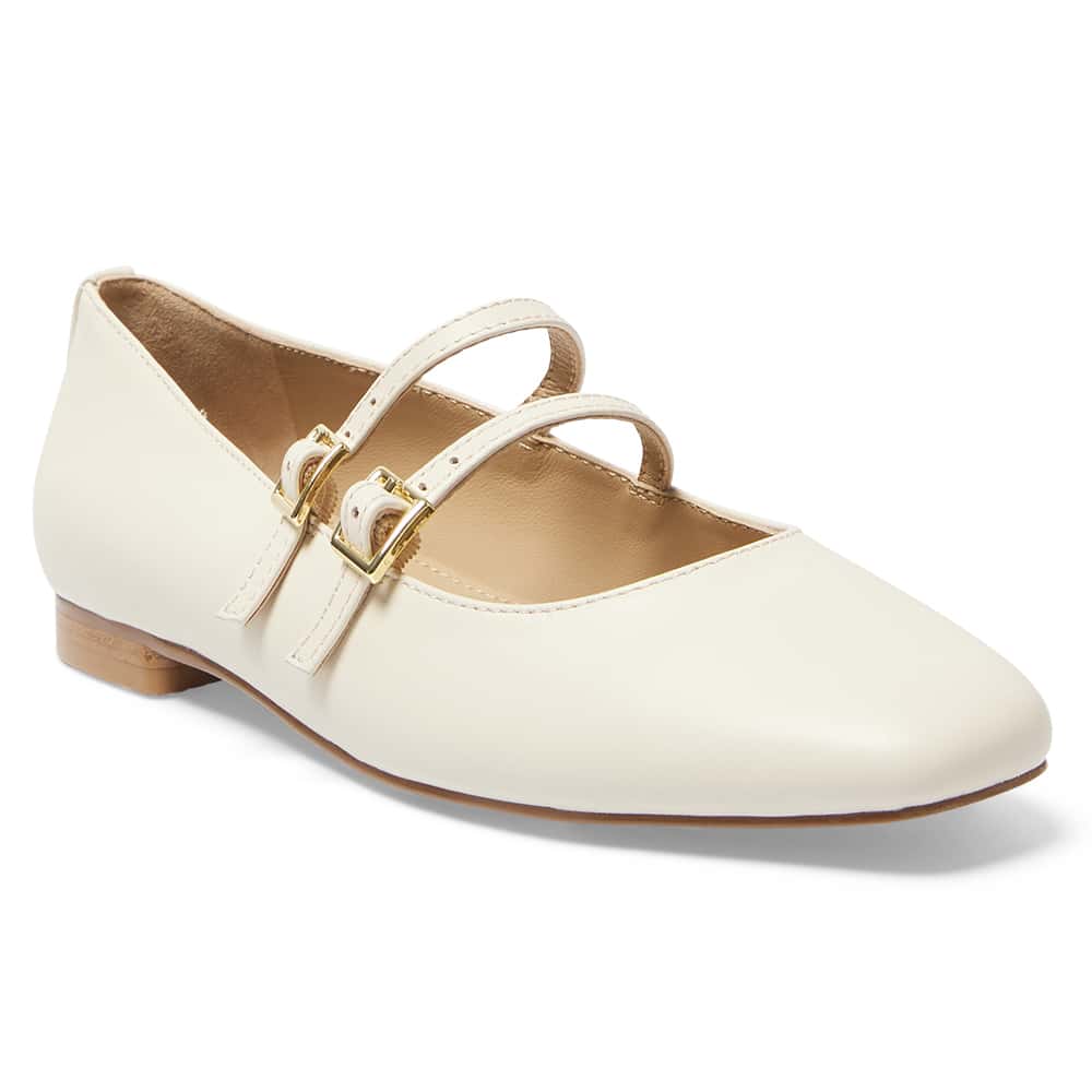 Freda Ballet Flat in Ivory Leather