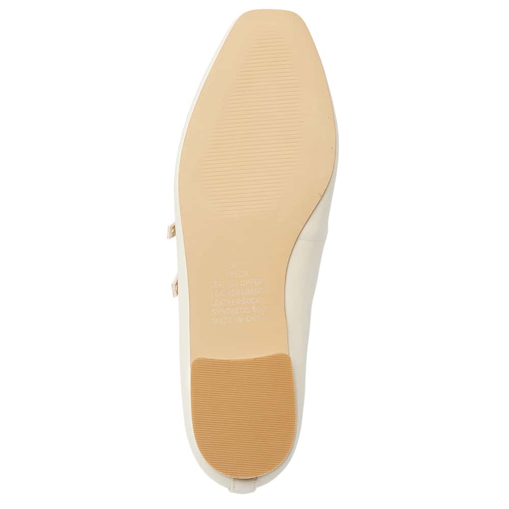 Freda Ballet Flat in Ivory Leather