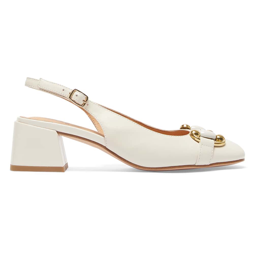 London Heel in Ivory Leather