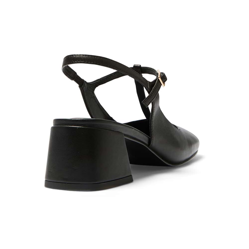 Lotus Heel in Black Leather