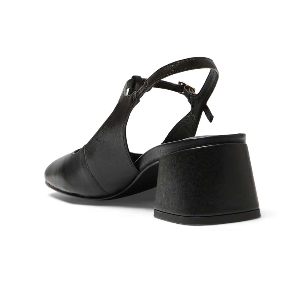 Lotus Heel in Black Leather