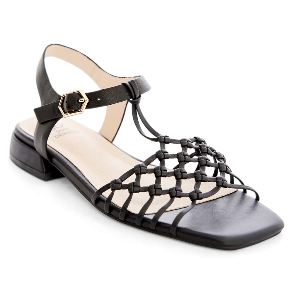 Magnolia Sandal in Black Weave Leather
