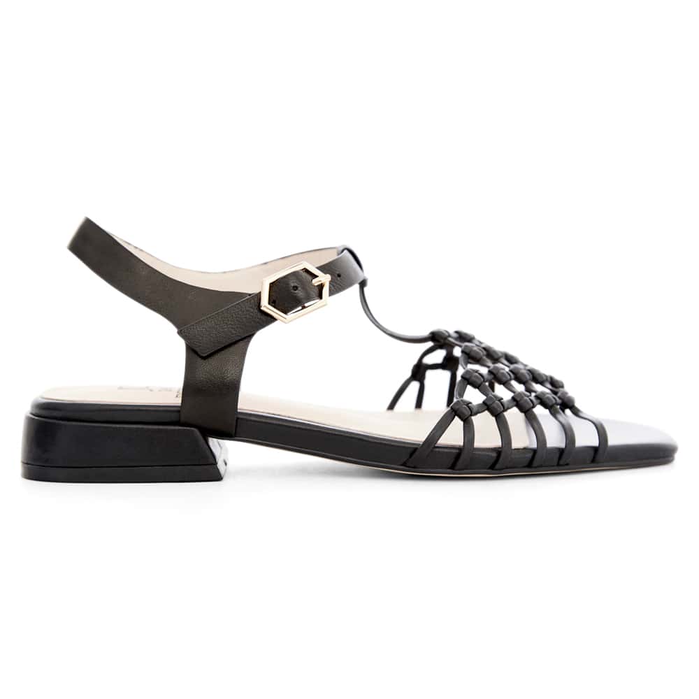 Magnolia Sandal in Black Weave Leather