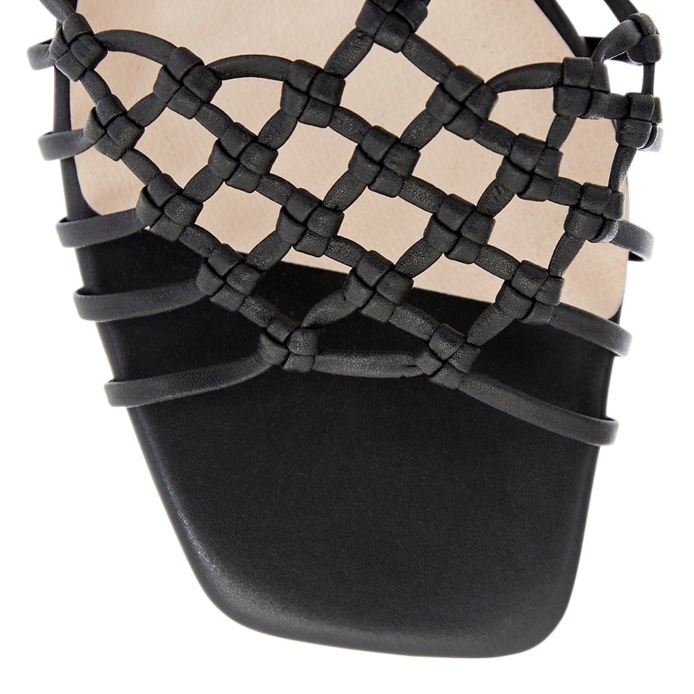 Magnolia Sandal in Black Weave Leather