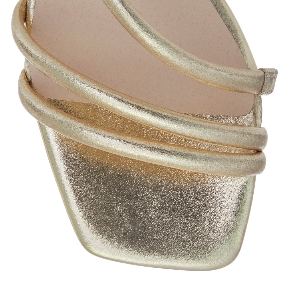 Manila Heel in Gold Leather