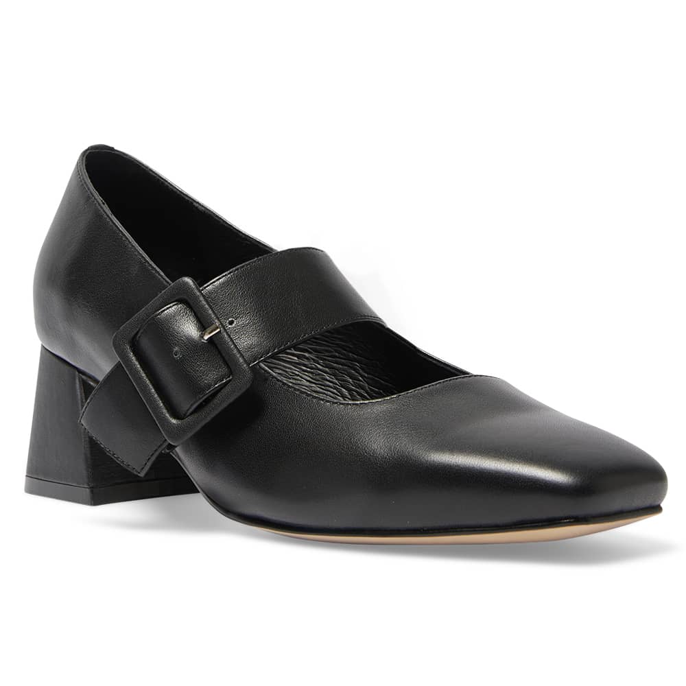 Olympia Heel in Black Leather