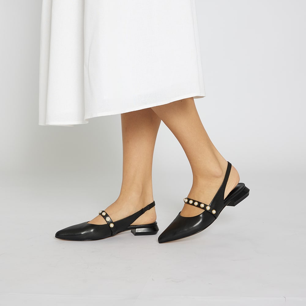 Opal Flat in Black Leather