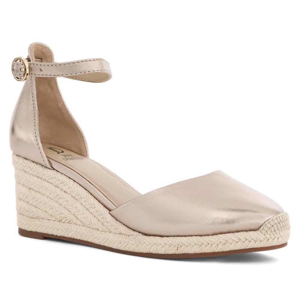 Peru Wedge in Gold Metallic Leather