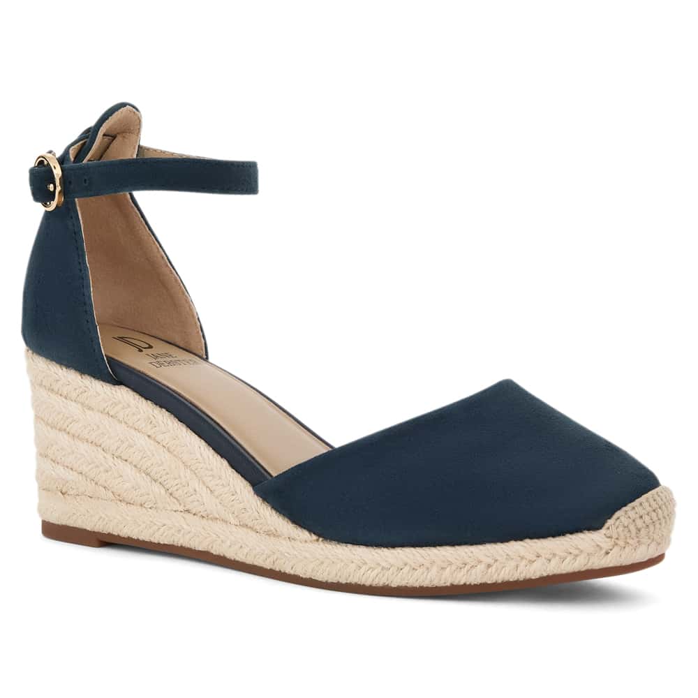 Peru Wedge in Navy Suede