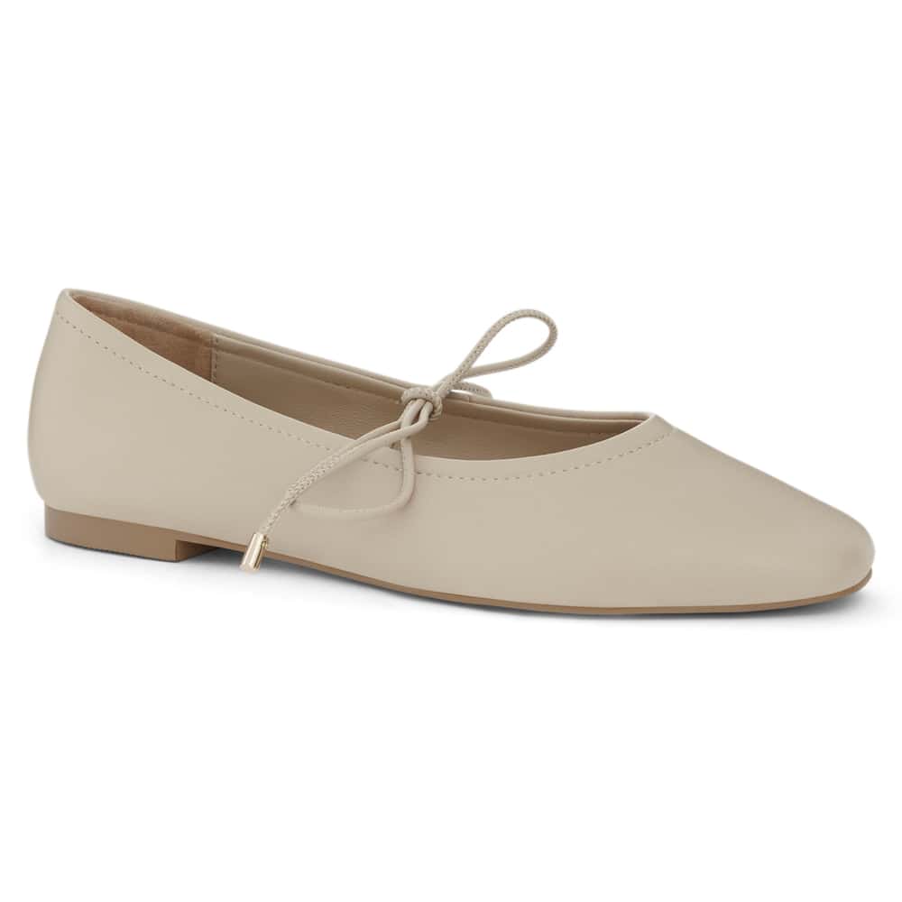 Petina Ballet Flat in Ivory Leather