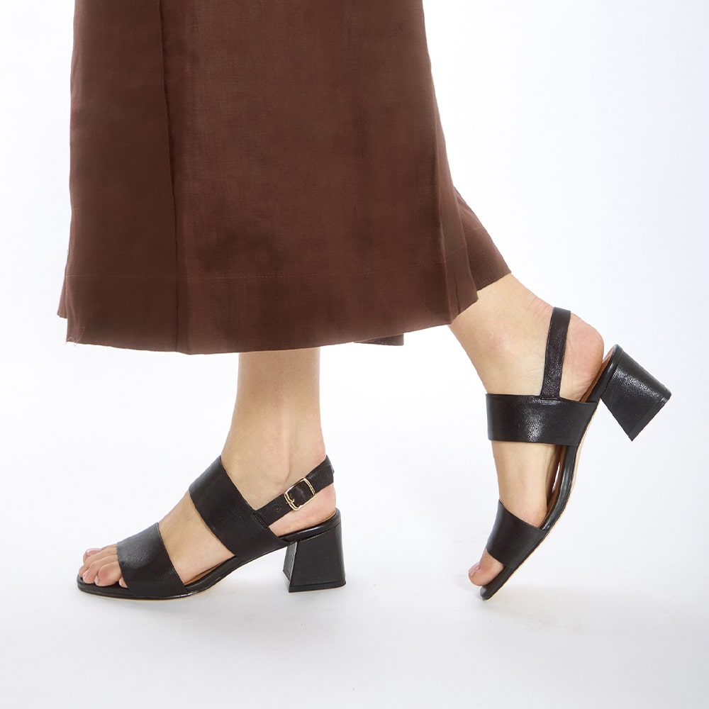 Plato Heel in Black Leather