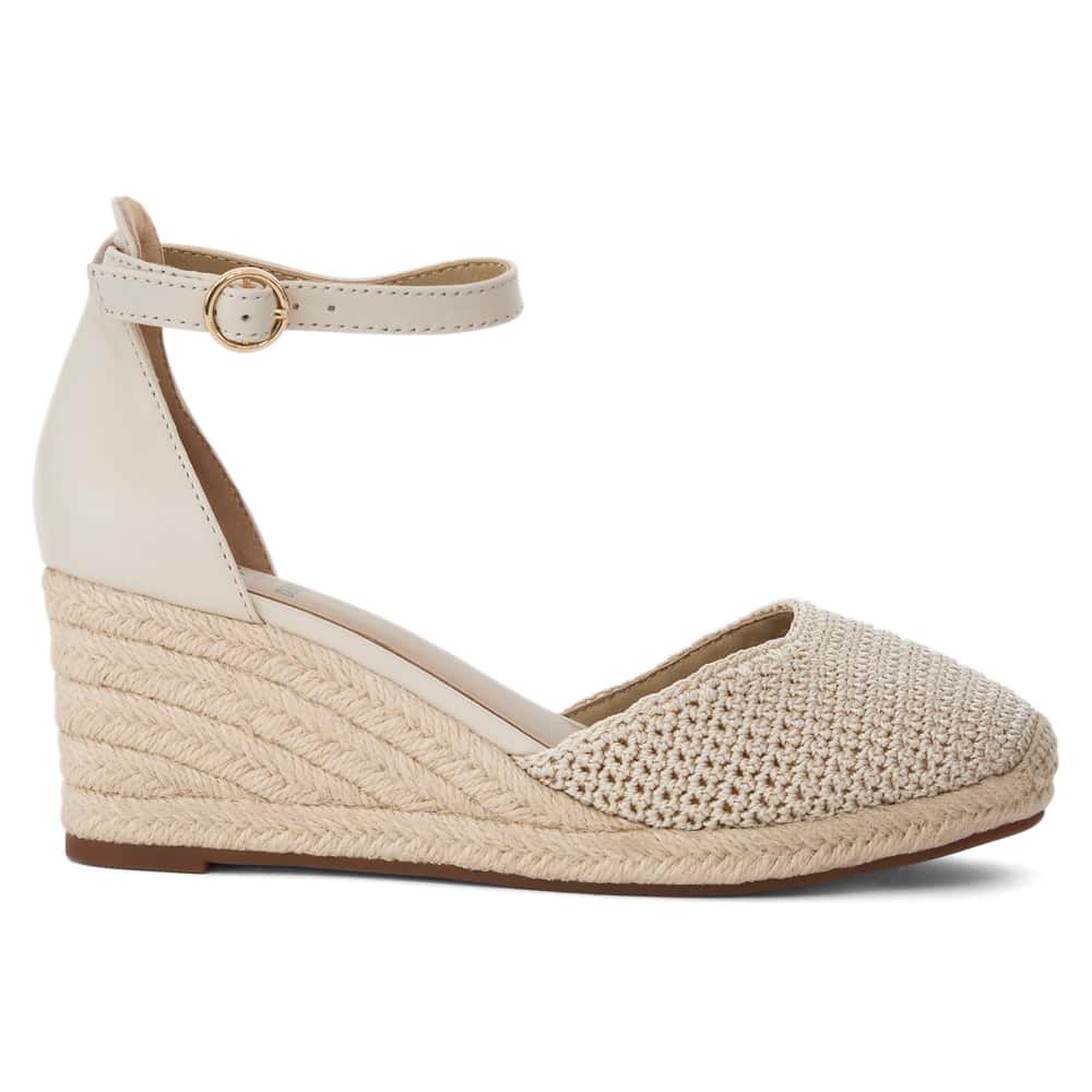 Poland Wedge in Ivory Weave Leather