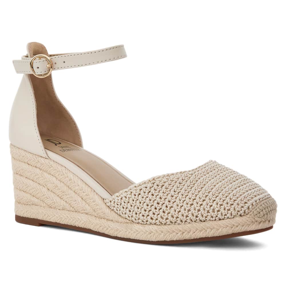 Poland Wedge in Ivory Weave Leather