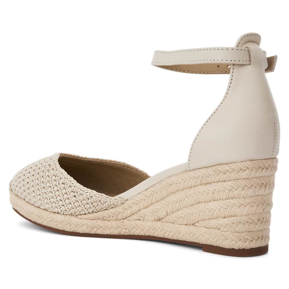 Poland Wedge in Ivory Weave Leather