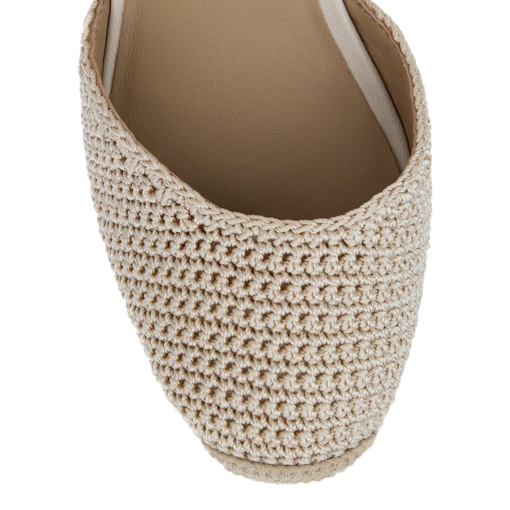 Poland Wedge in Ivory Weave Leather
