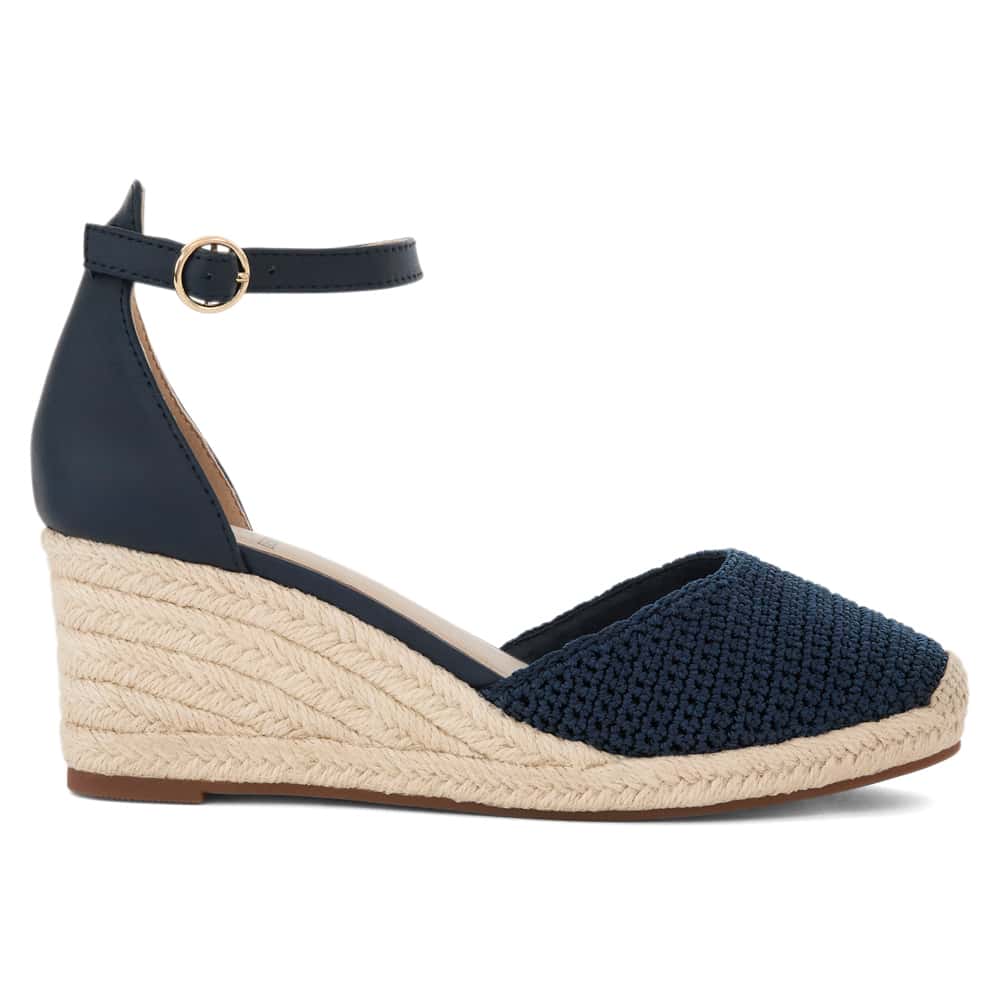 Poland Wedge in Navy Leather