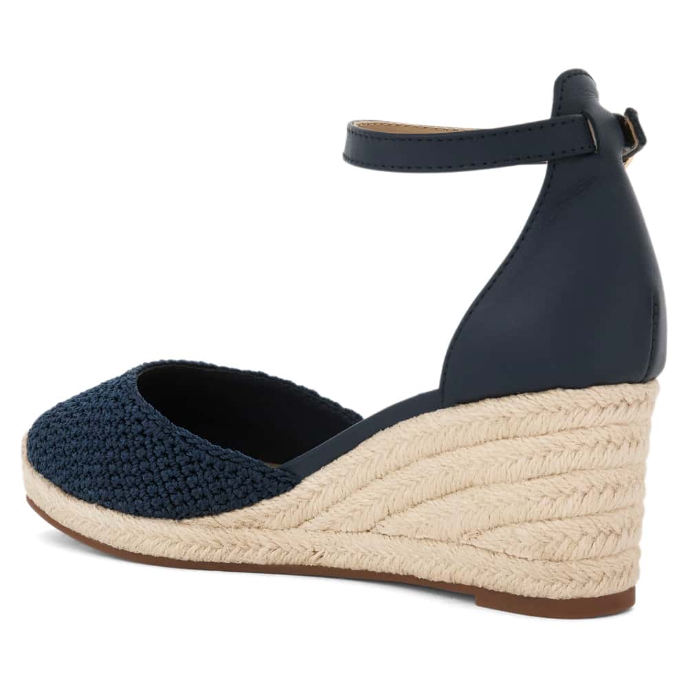 Poland Wedge in Navy Leather