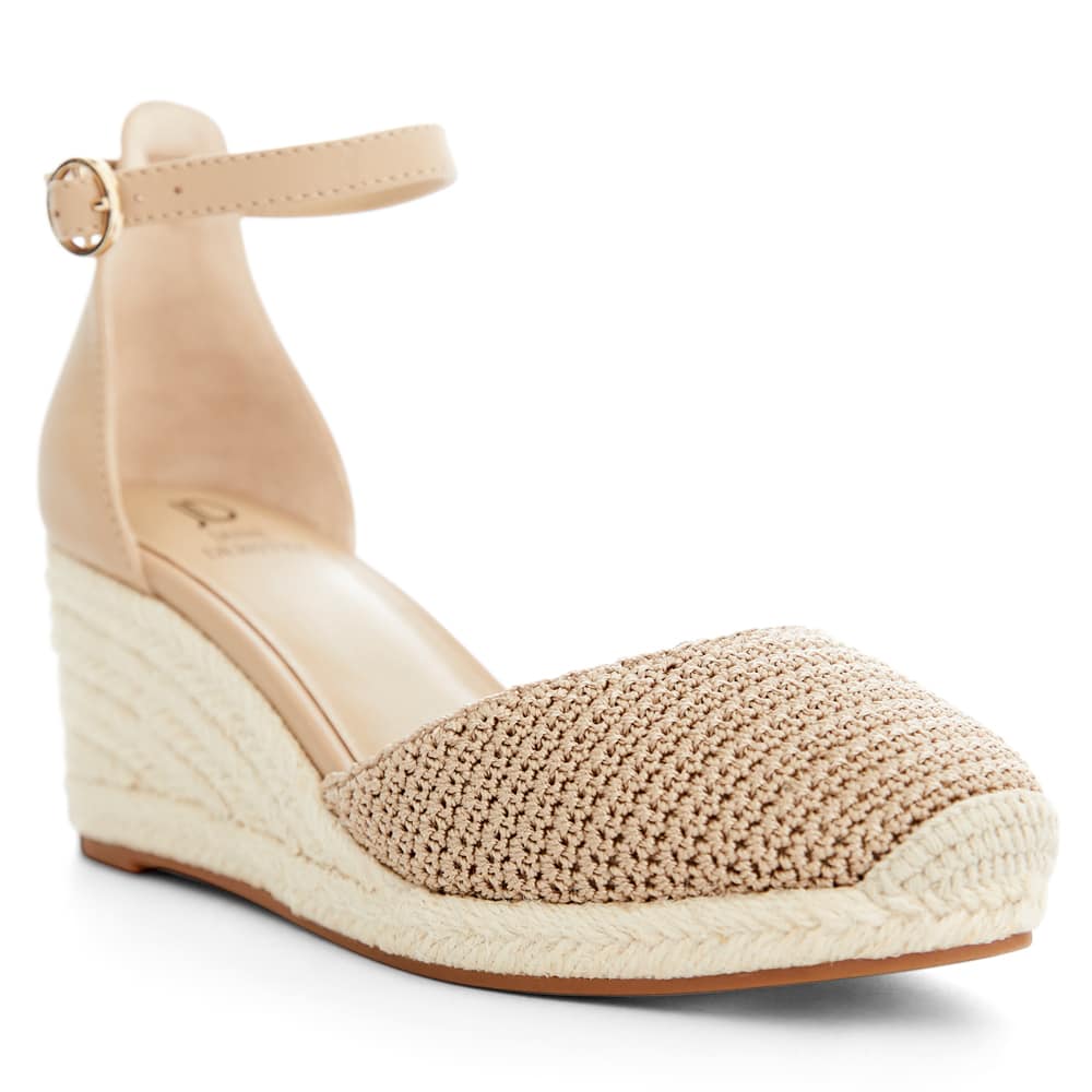 Poland Wedge in Taupe Weave Leather