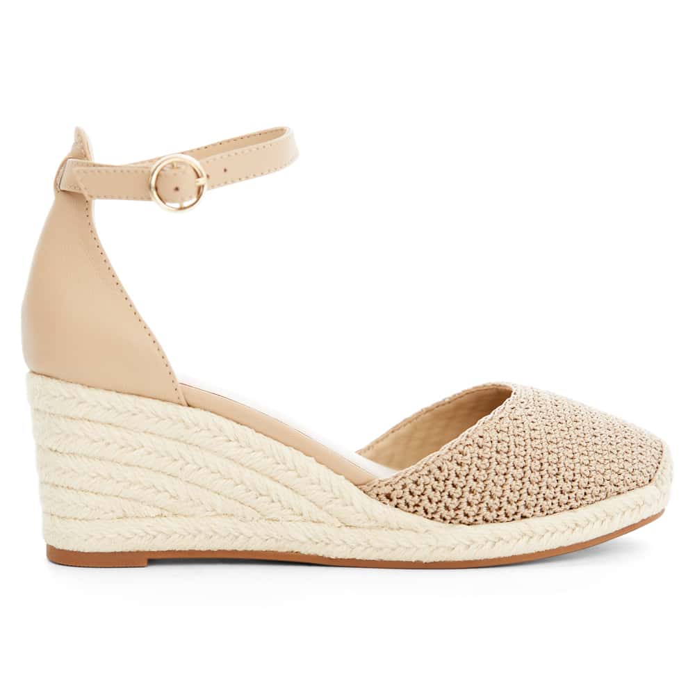 Poland Wedge in Taupe Weave Leather