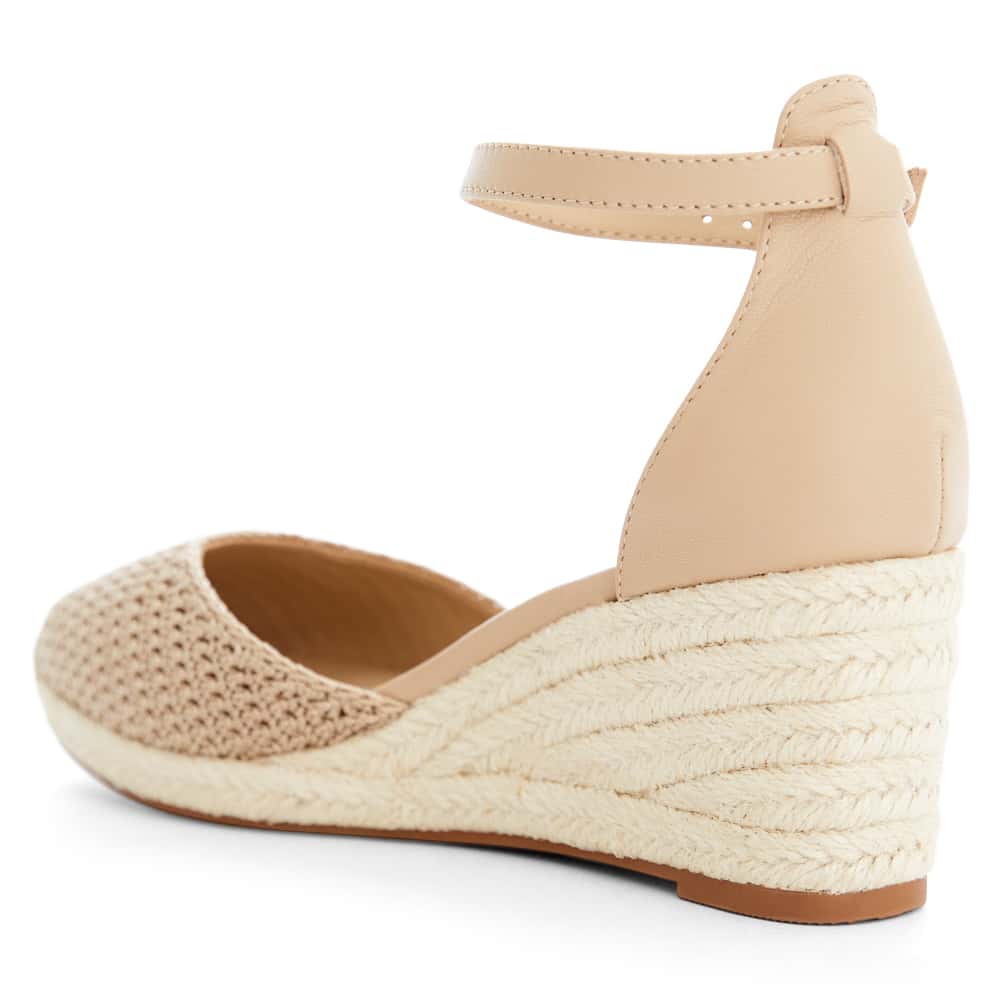 Poland Wedge in Taupe Weave Leather