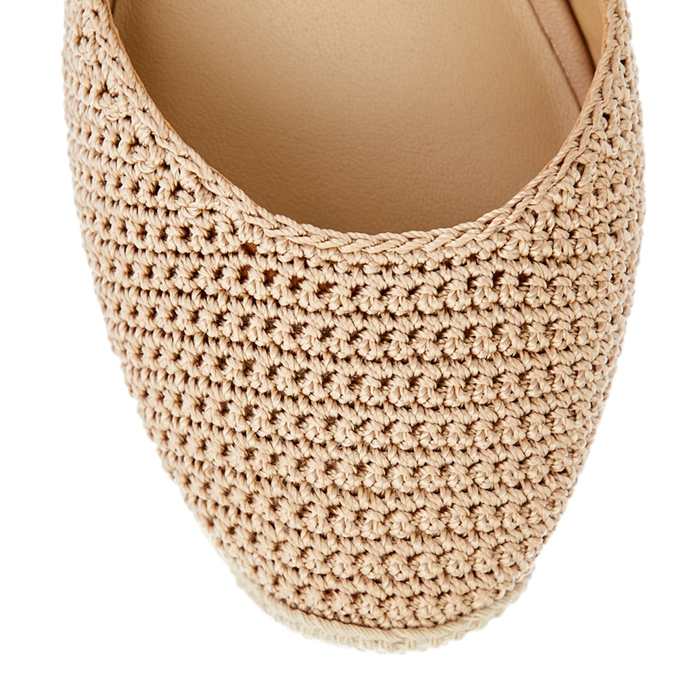 Poland Wedge in Taupe Weave Leather