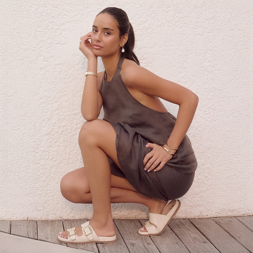 Randall Slide in Nude Leather