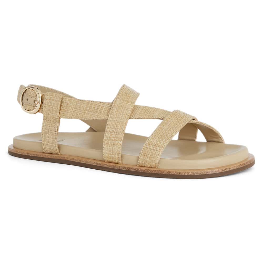 Ratio Sandal in Tan Raffia Leather