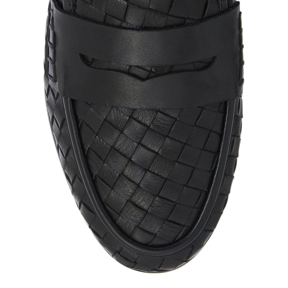 Wagner Loafer in Black Weave Leather