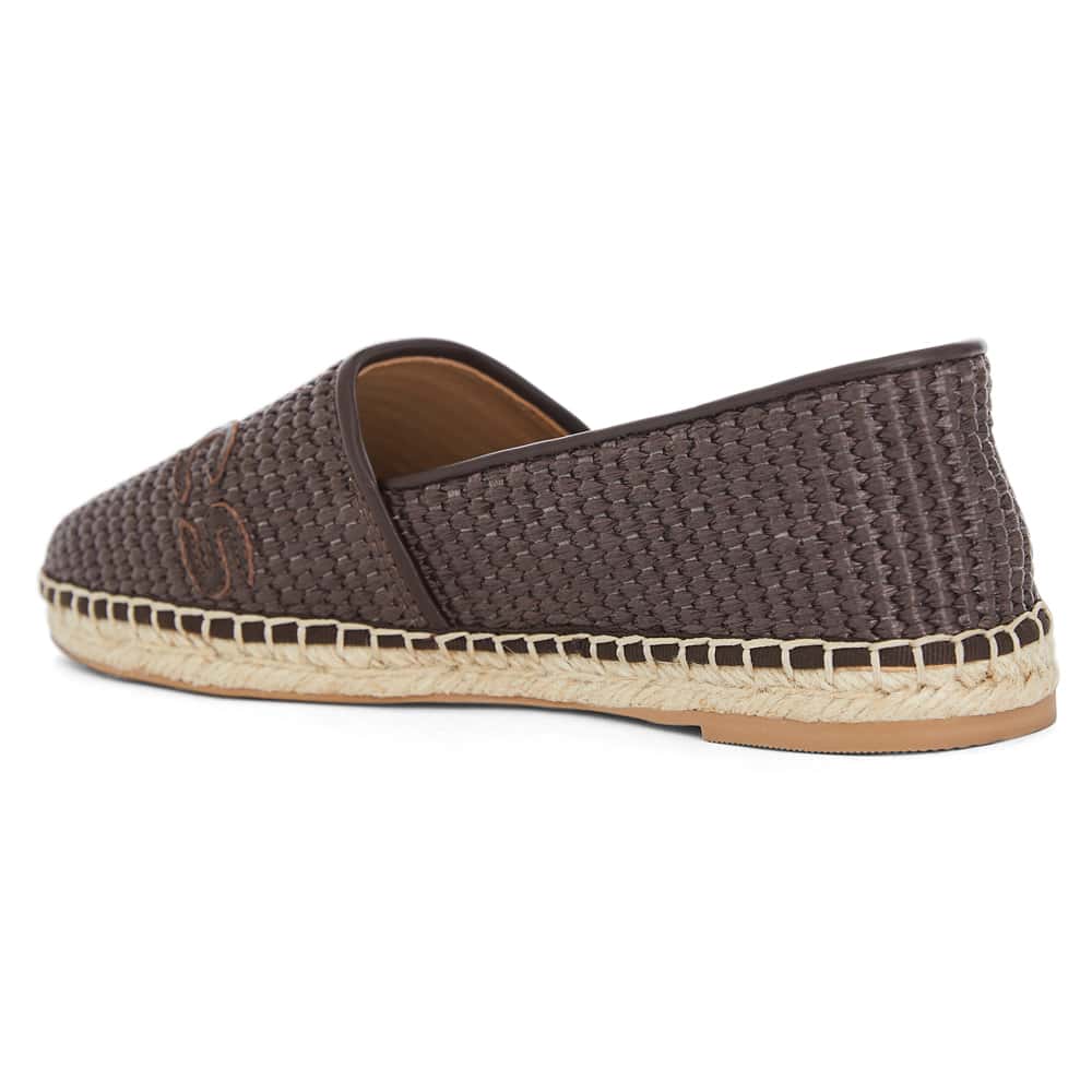 Joy Flat in Chocolate Raffia Leather