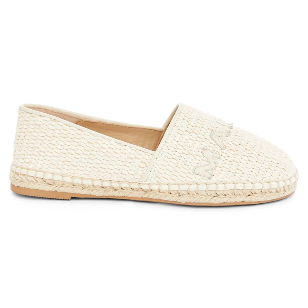 Joy Flat in Ivory Raffia Leather