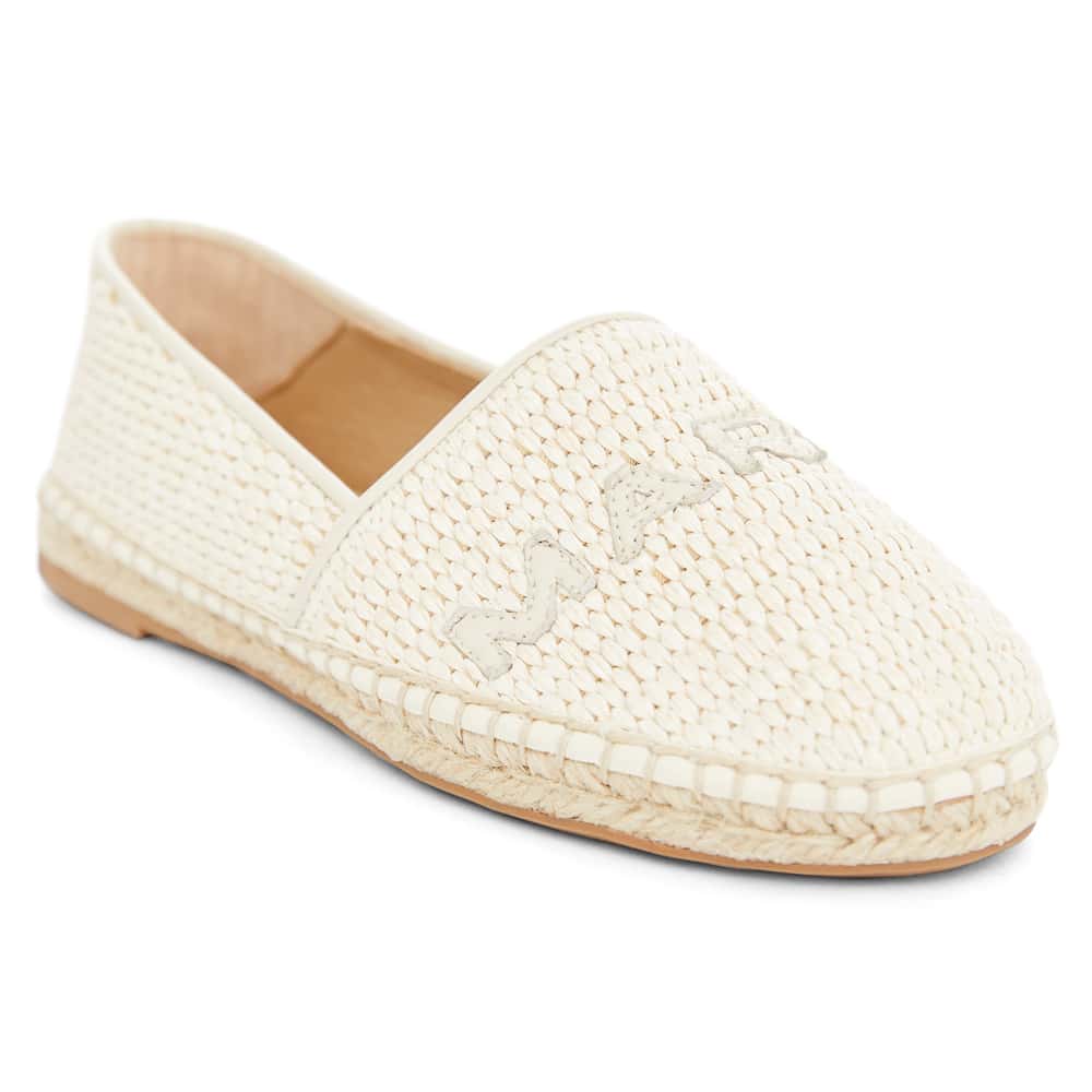 Joy Flat in Ivory Raffia Leather