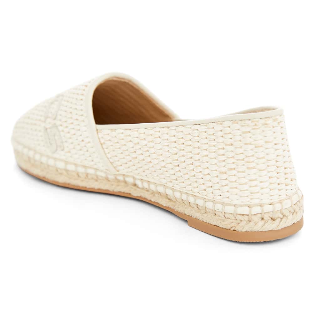 Joy Flat in Ivory Raffia Leather