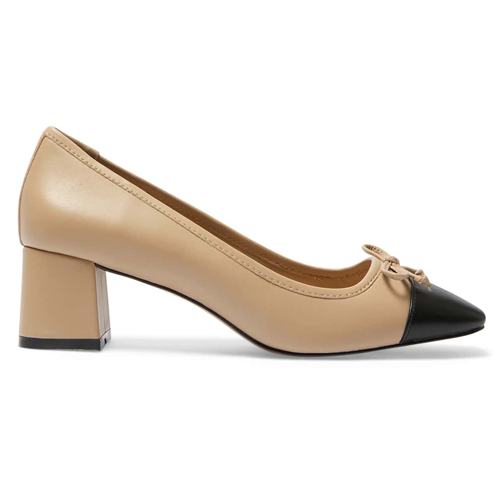 Talia Heel in Black And Camel Leather